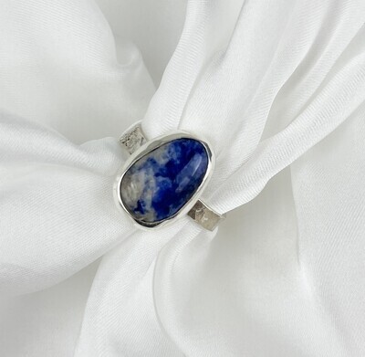 Small Oval Sodalite Size 8.5 Sterling Silver Ring