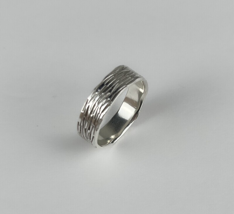 Tree Bark Ring size 8 SS
