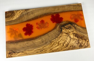 Olive Wood & Maple Leaves Charcuterie Board 11.5x19
