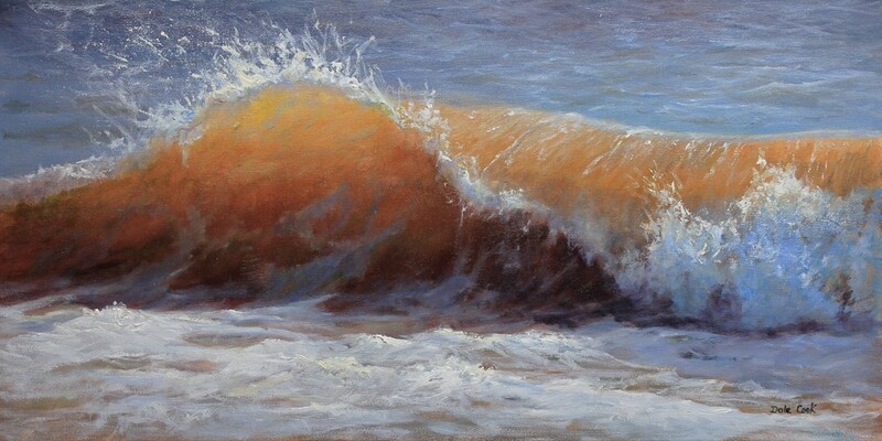 &quot;Glowing Heart of the Wave&quot; 15x30x1.5&quot; Oil Painting