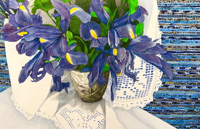 "Blue and White III" 24x36" Mixed Media Painting