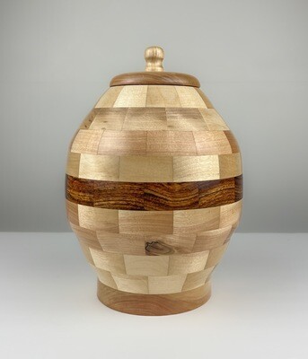 Hand turned Birch and Rosewood Urn