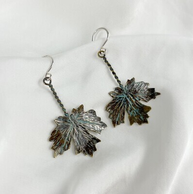 Leaves for Hygge: Small Brass Maple Leaf Earrings