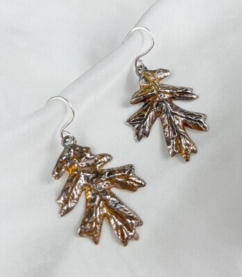 Leaves for Hygge: Small 3D Bronze Oak Leaf Earrings