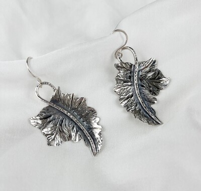 Leaves for Hygge: Silver Leaves with Central Vein Earrings