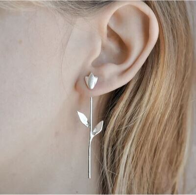 Silver Tulip Stud Earrings