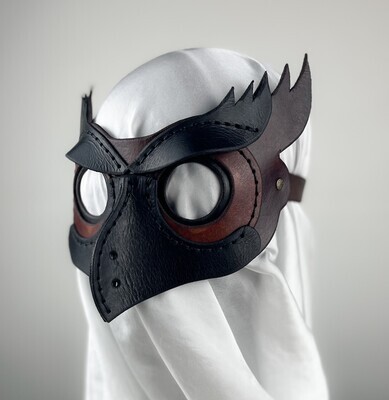 Owl Mask (Adjustable Strap) Hand Stitched Vegan Leather