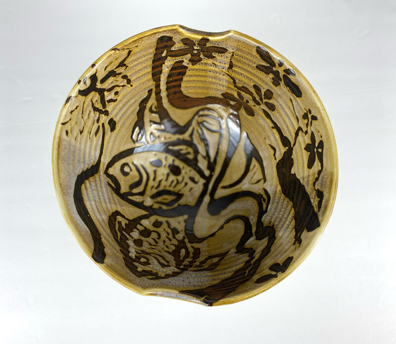 Mocha Glaze Pottery Salad Bowls