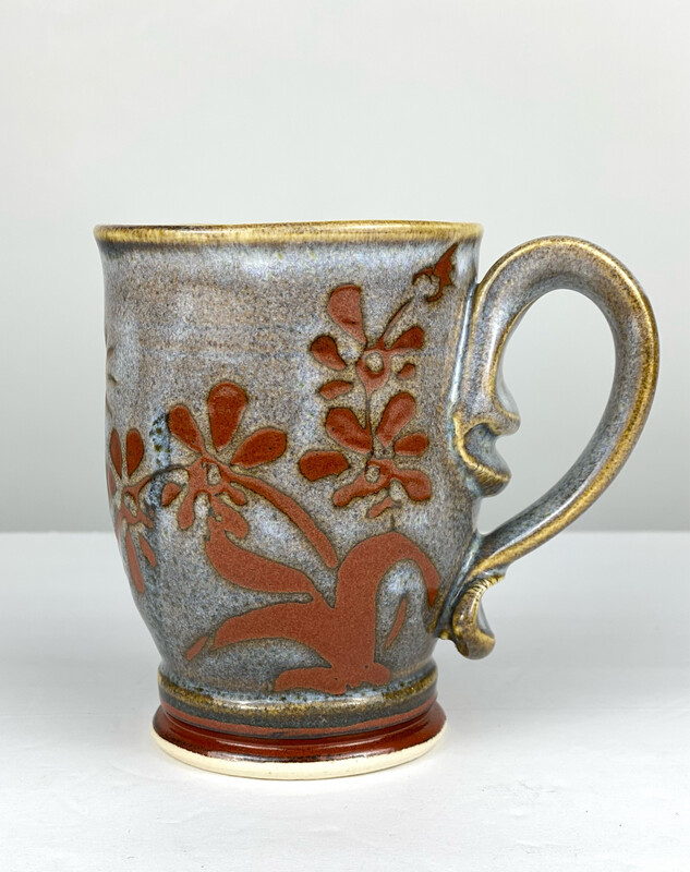Iron Red + Grey Pottery Mugs