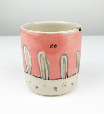 Pink Bunny with Gold Pottery Tumbler