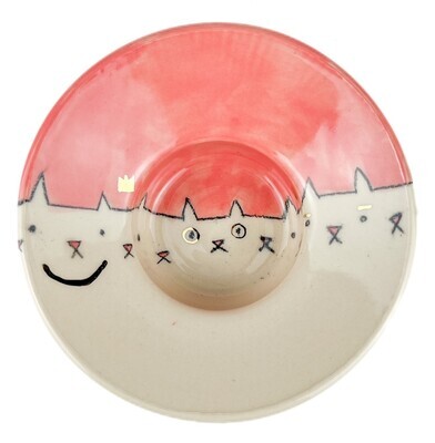 Pink Kitty Pottery Bowl with Gold