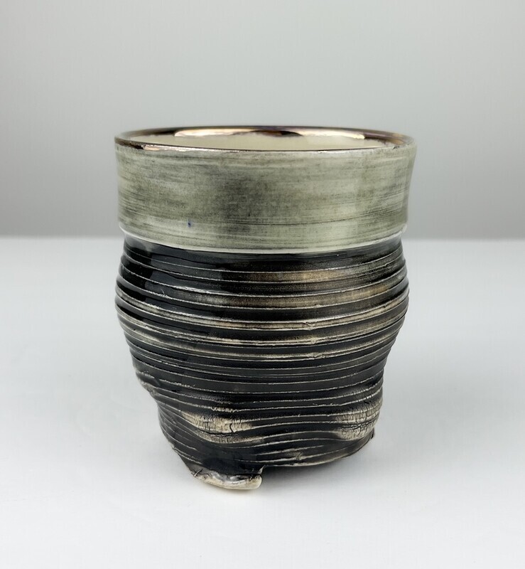 Black/Grey Pottery Tumbler with Gold