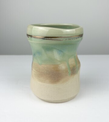 Green Curvy Pottery Tumbler with Gold