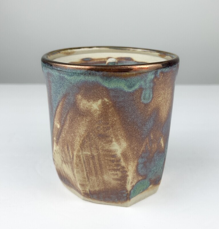 Purple Medium Covered Pottery Jar with Gold