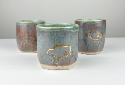 Purple Pottery Tumblers with Gold Storm Clouds