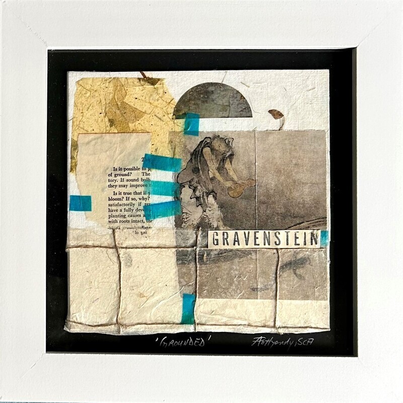 &quot;Grounded 8x8&quot; Framed Mixed Media Collage 9x9&quot;