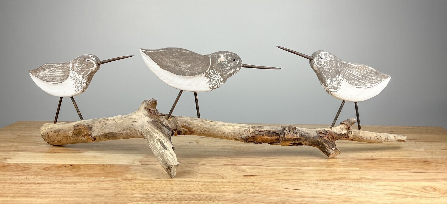 Triple Shorebird Driftwood Sculpture