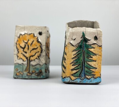 Raku Pottery Tree Vase