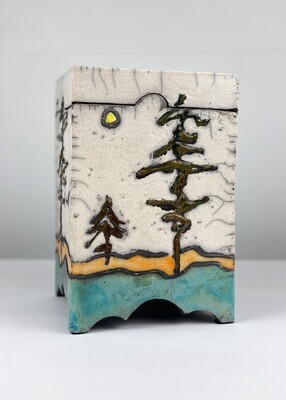 Constructed Pottery Tree Box with Lid
