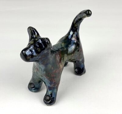 Small Raku Pottery Dog Sculpture/ Ring Holder