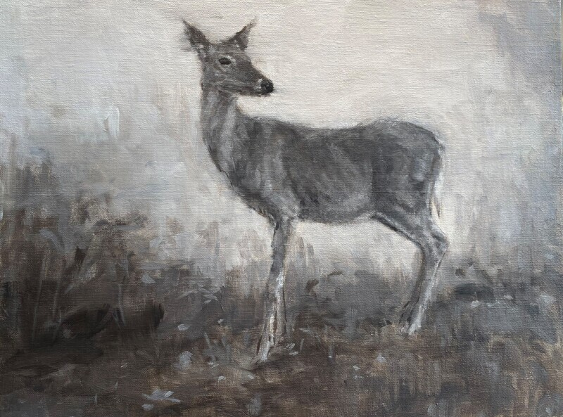 Theresa MacKnight Saint John New Brunswick Canada Handworks Canadian Painting, Oil, "Little Mother" Deer