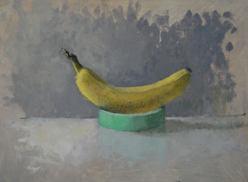 Theresa MacKnight Saint John New Brunswick Canada Handworks Canadian Painting, Oil, &quot;Banana On Tape&quot; ​