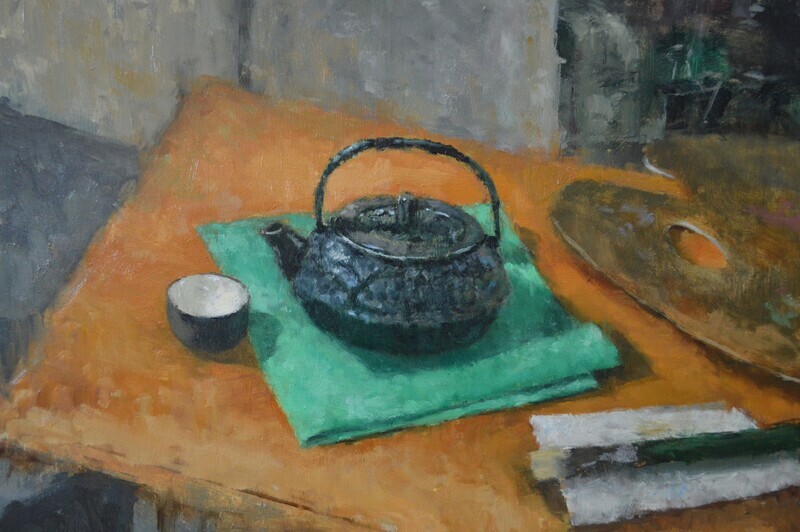 Theresa MacKnight Saint John New Brunswick Canada Handworks Canadian Painting, Oil, "Teapot in Studio"
