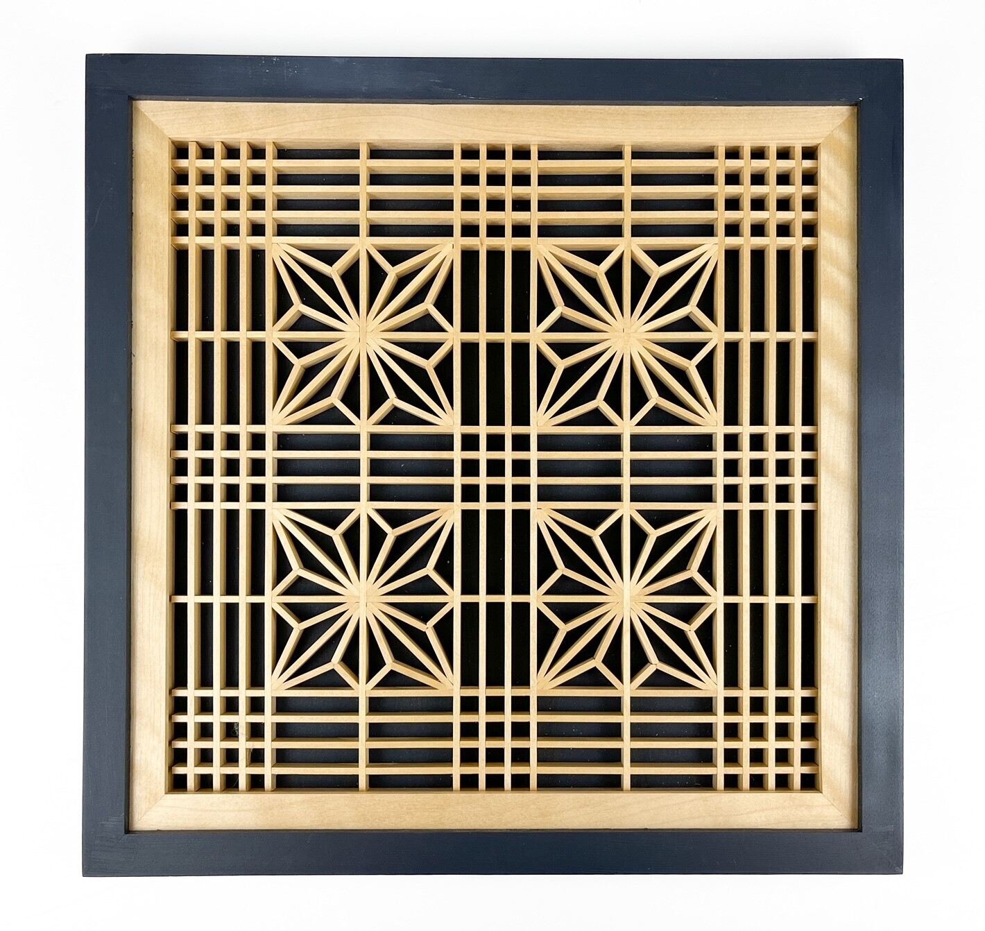 Medium Framed Kumiko Wood Piece 16x16"