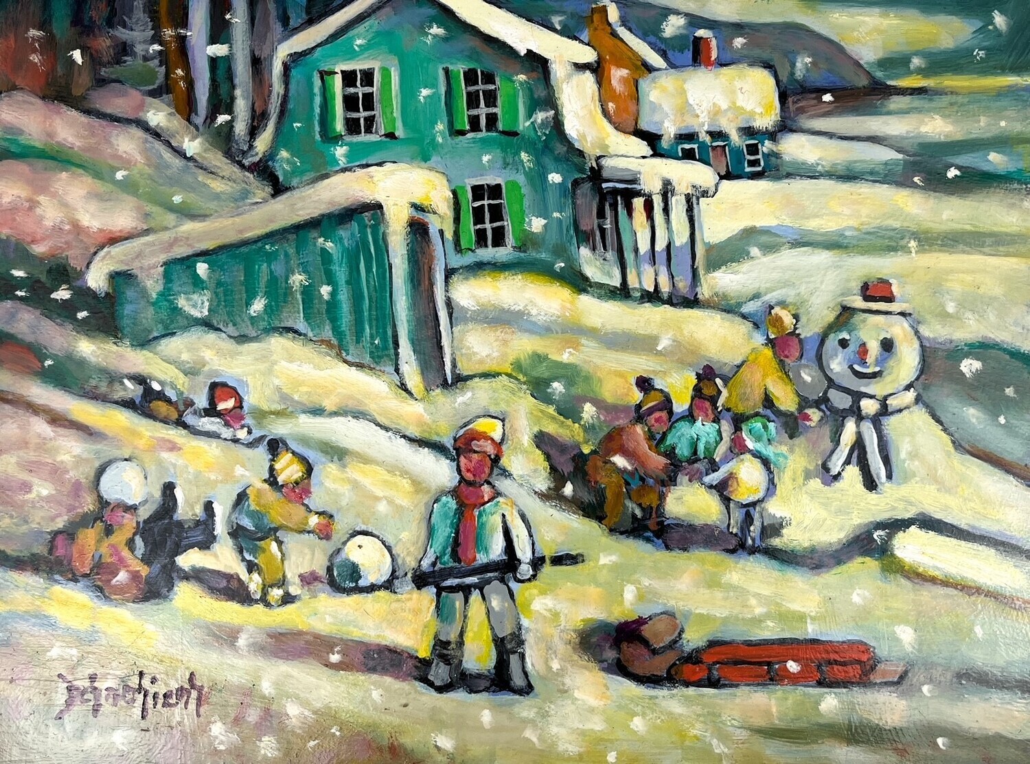 "Sameins D'hiver" 12x16" Oil Painting on Board Framed