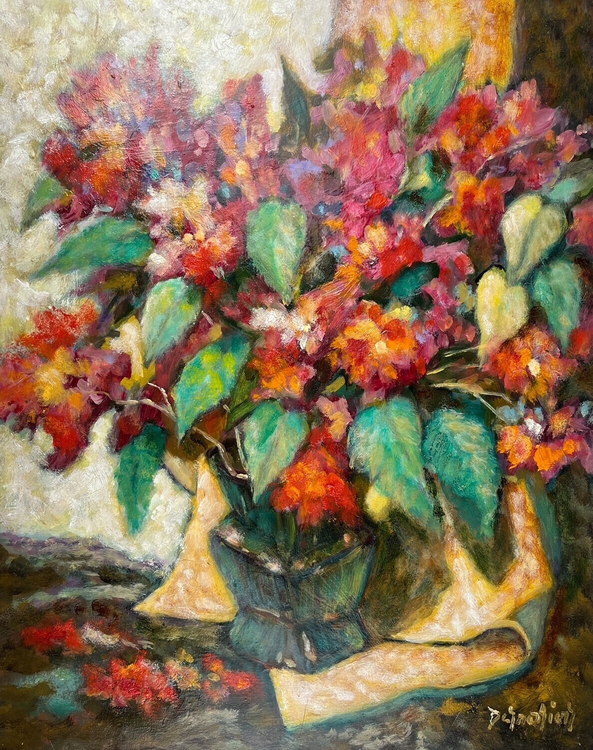 "Lilas Rouges" 16x20" Oil Painting on Board Framed