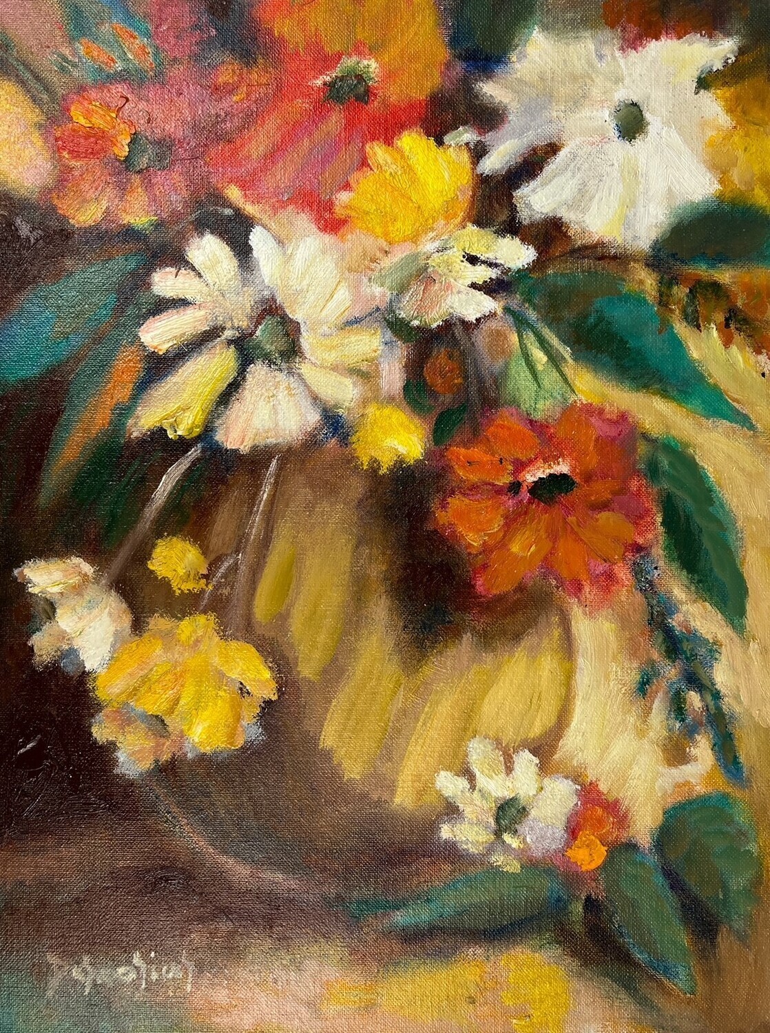 "Fleurs Du Onze Juin" 12x16" Oil Painting on Board Framed