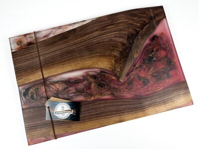 Walnut with Red, Black & Copper Resin Charcuterie Board 11.75x17.5