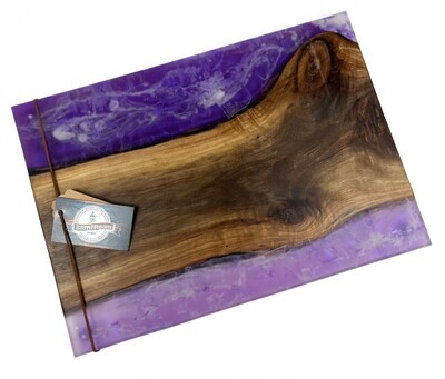 Walnut with Red & White Resin Charcuterie Board 11.75x16.5