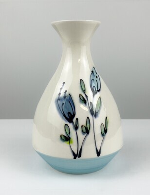 Blue Mid-Mod Pottery Vase 7.5