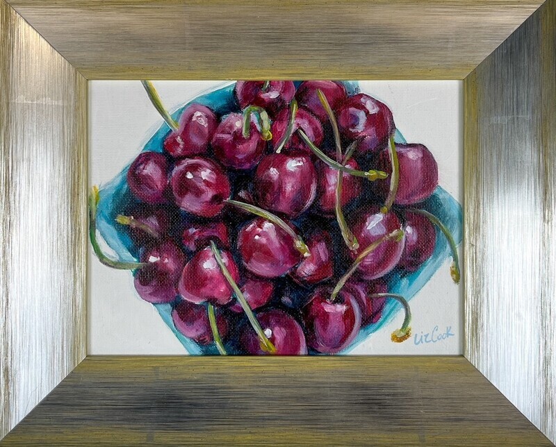 &quot;Dark Cherries&quot; 7.5x5.5&quot; Framed 8.75x10&quot; Painting