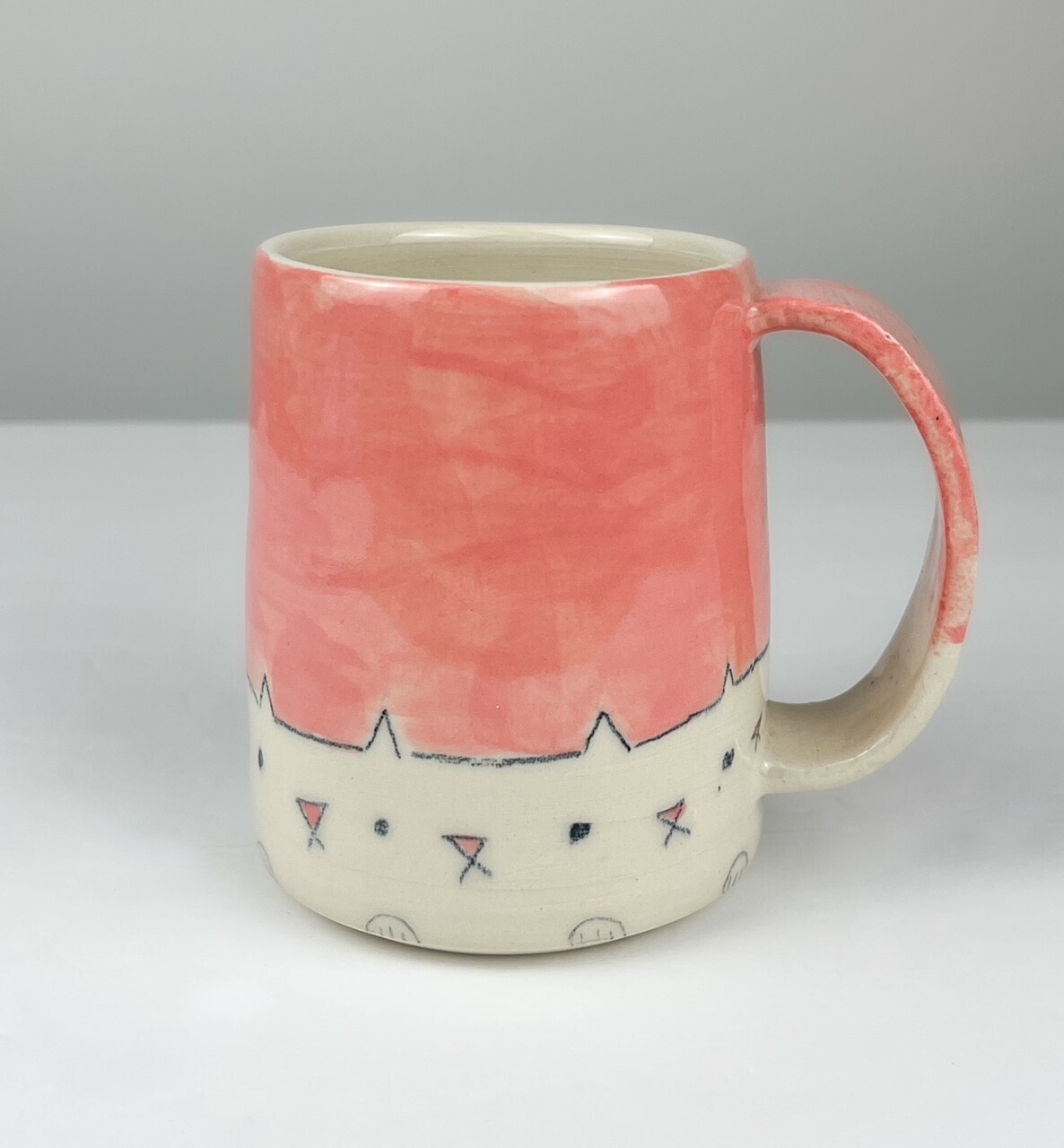 Medium Pink Kitty Pottery Mug