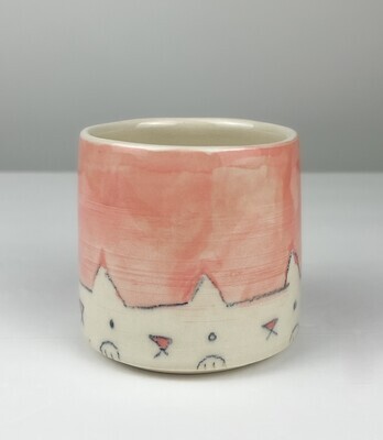 Pink Kitty Pottery Tumbler