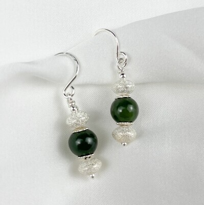 Green Christmas Earrings Sterling Silver
