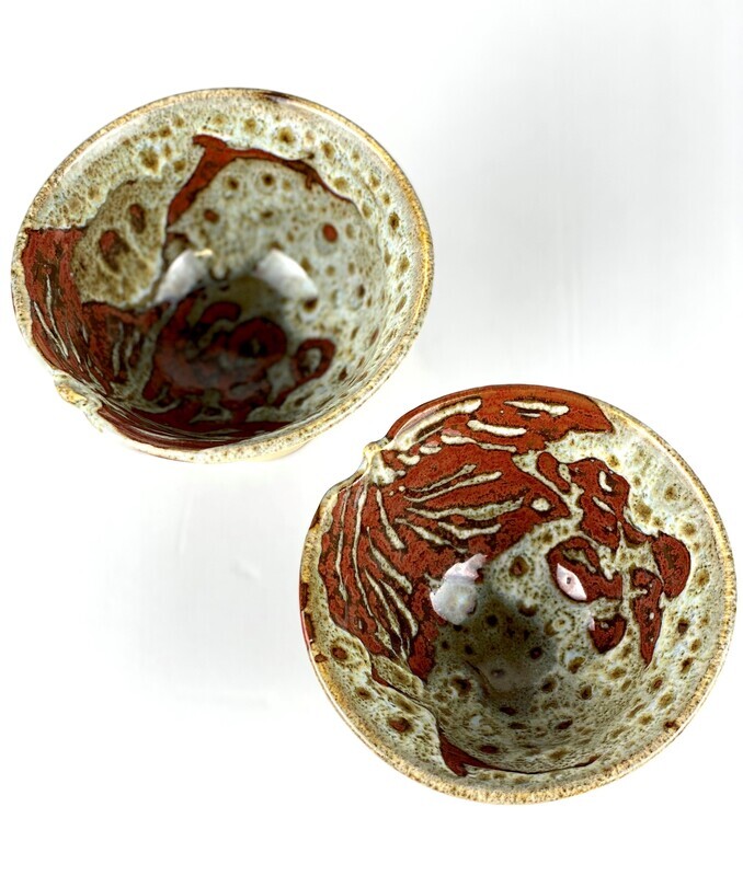 Stemmed Pottery Wine Cup- Partridge