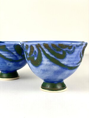 Stemmed Pottery Wine Cup- Flo Blue