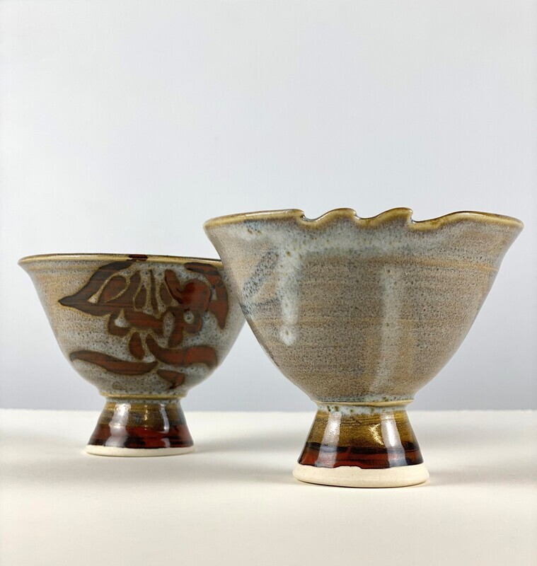 Stemmed Pottery Wine Cup- Mocha