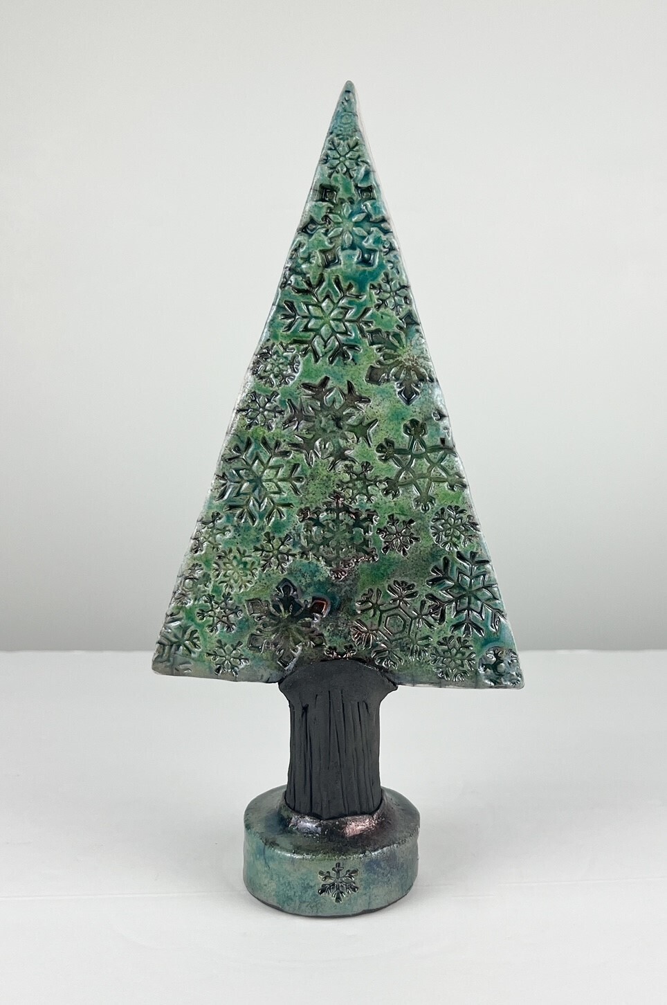 Small Flat Raku Pottery Christmas Trees, Option: A
