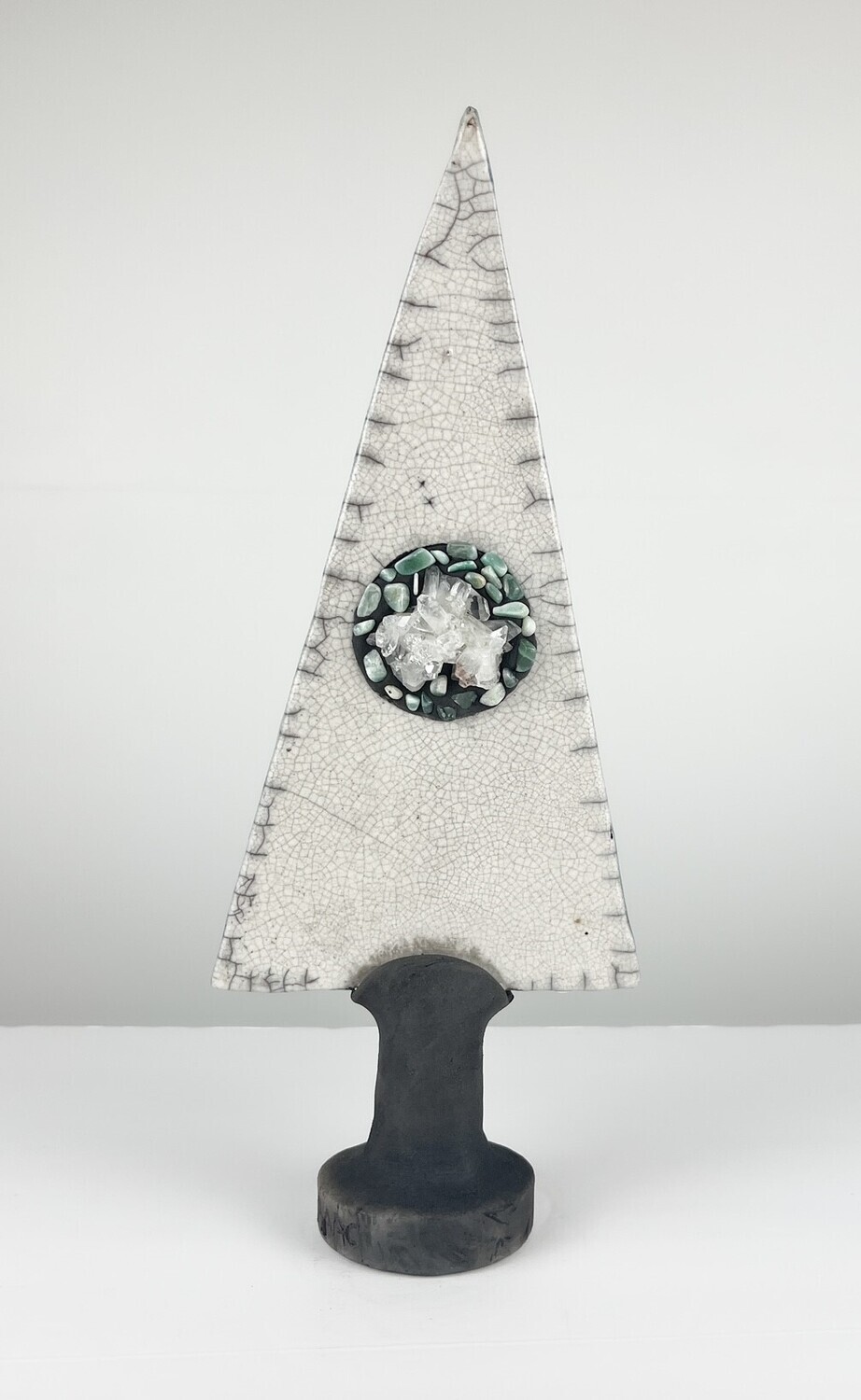 Tall Pottery Tree with Crystal Cluster