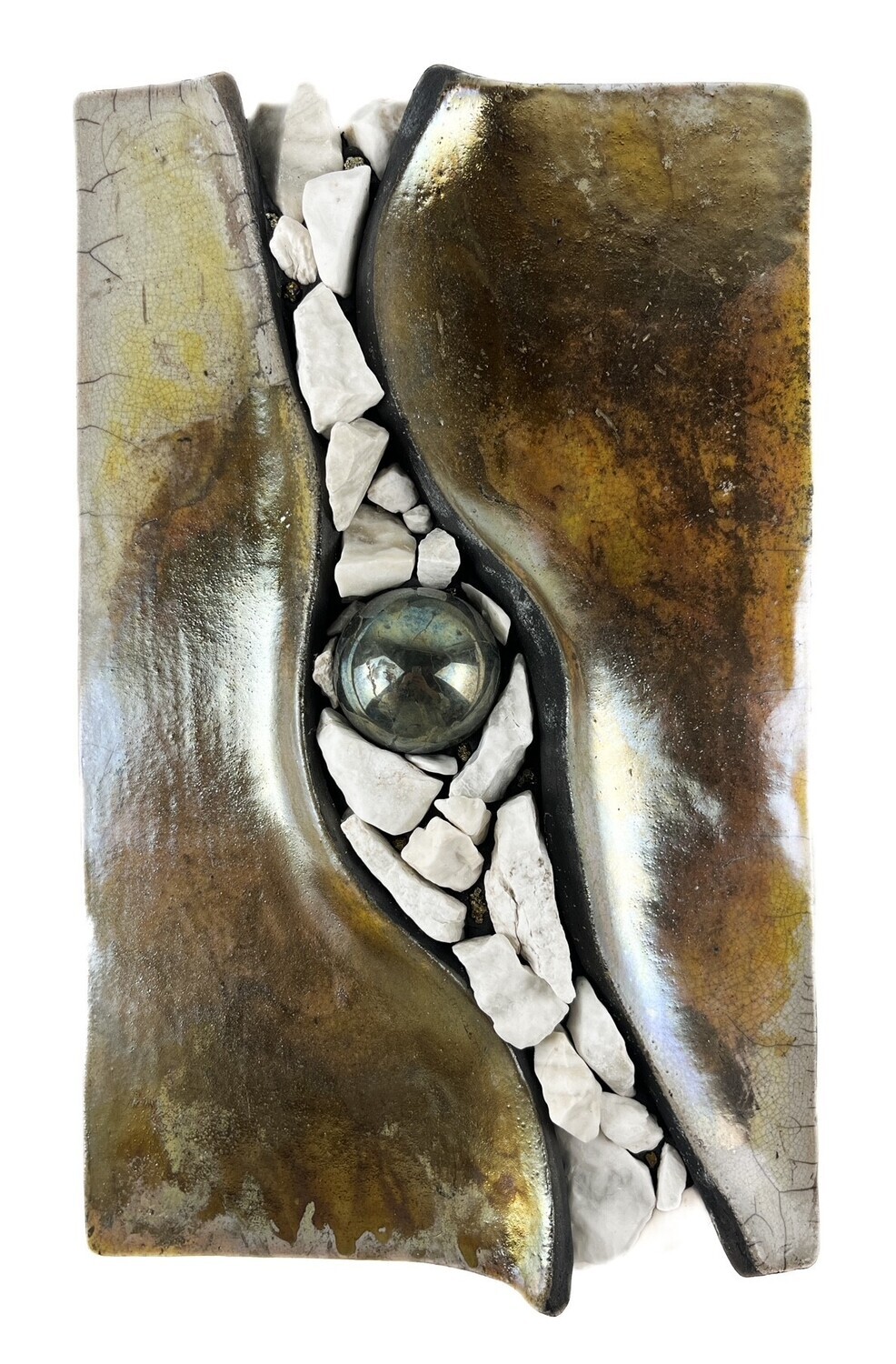 13x8&quot; Fractured Series Pottery + Rock Mosaic