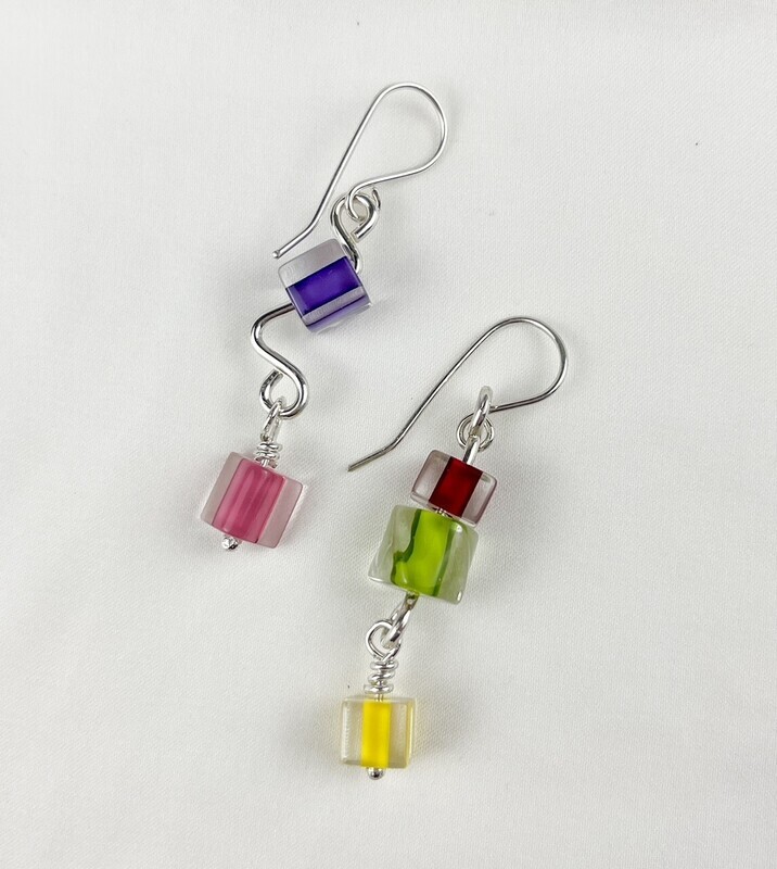 Energy Earrings Sterling Silver Glass Beads