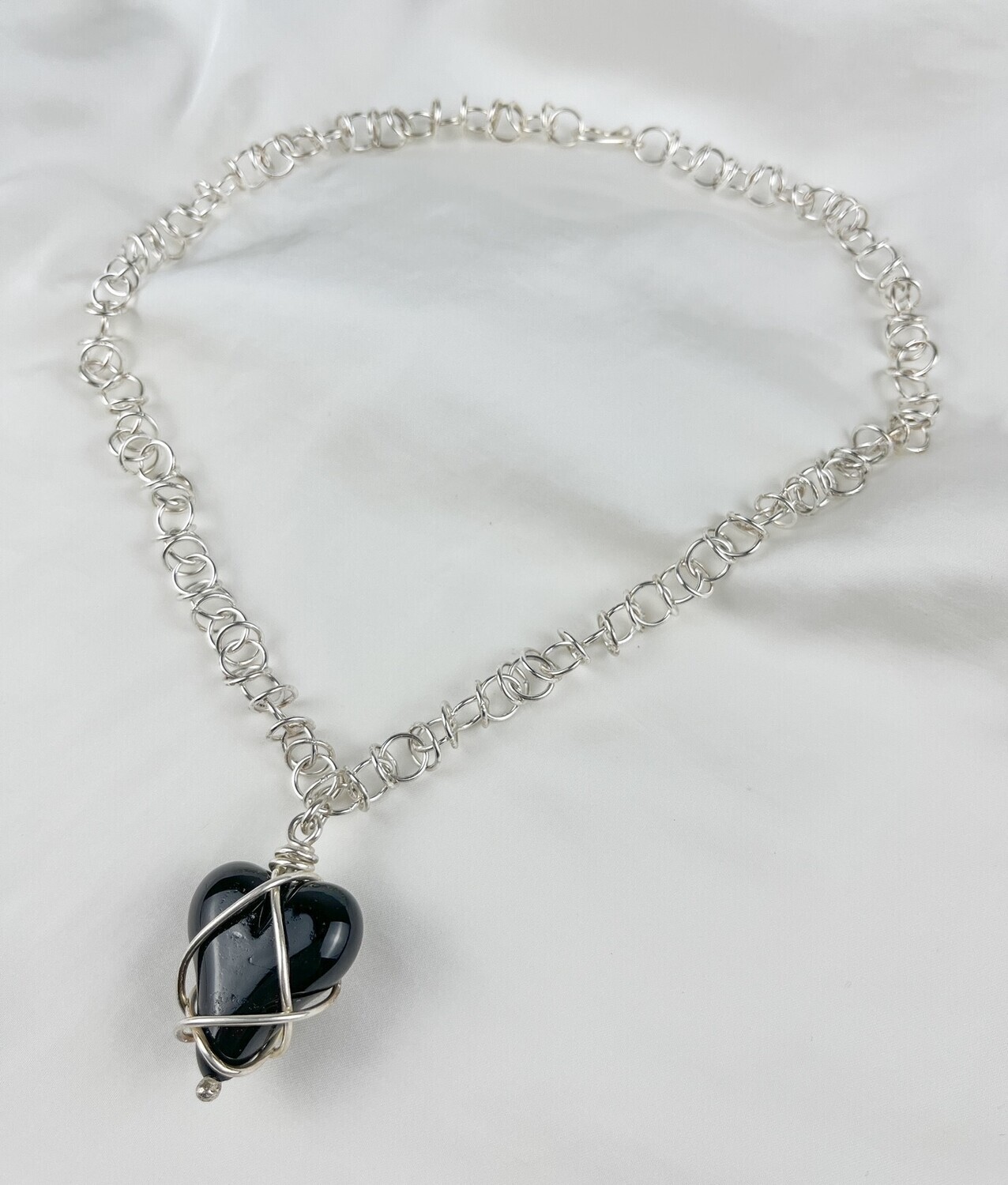 Black Heart Collection: Sterling Silver & Lampwork Glass Bead