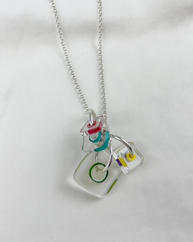Juicy Slice Pendant Sterling Silver, Glass Beads