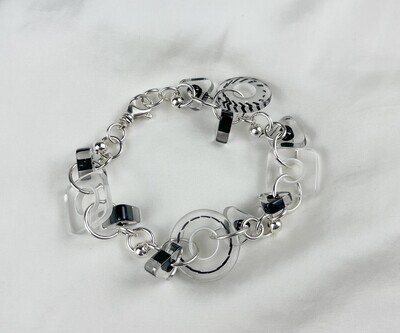 Black & White Sliced Collection: Sterling Silver & Glass