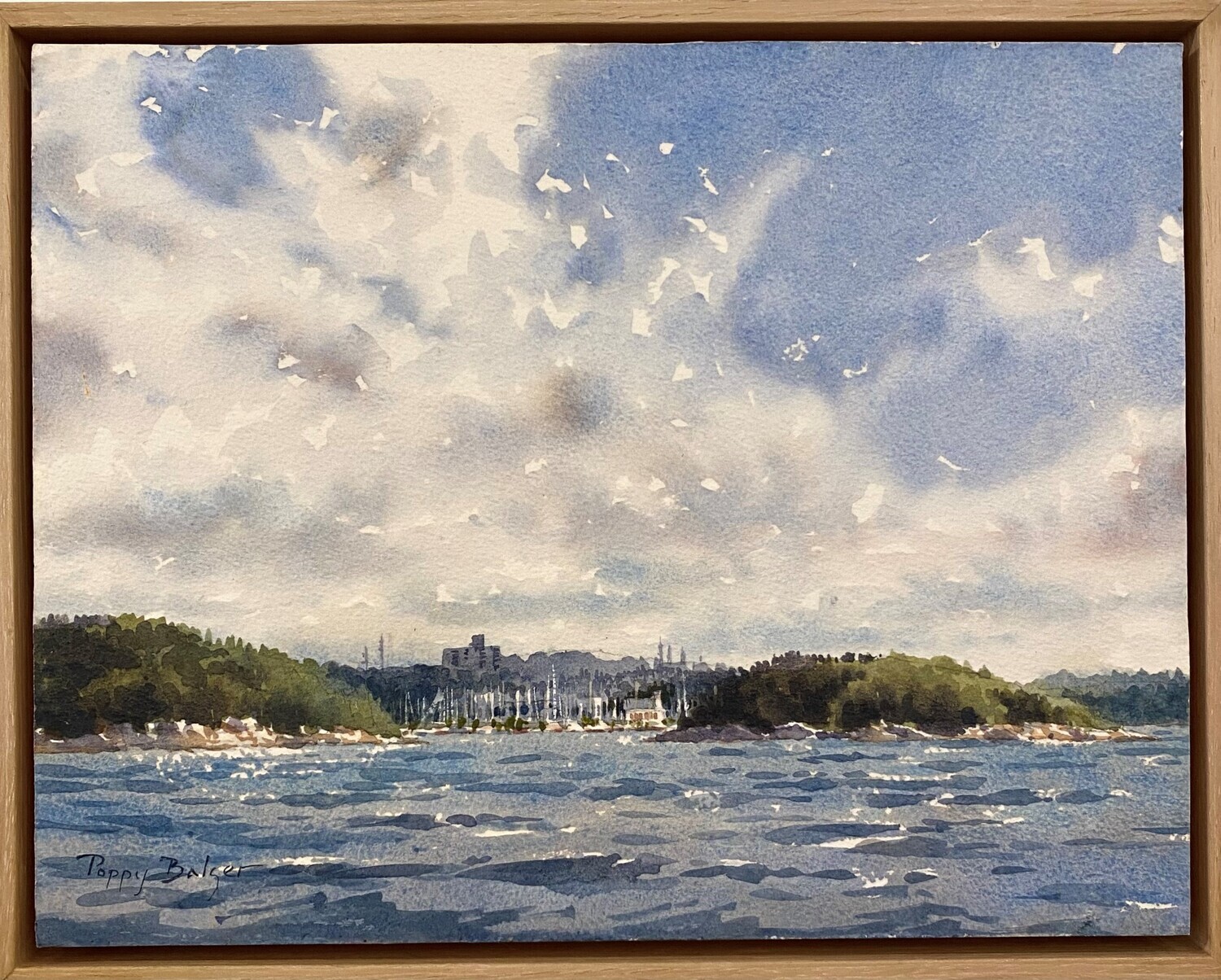"Approach by Sea" Watercolor Framed 10x14"