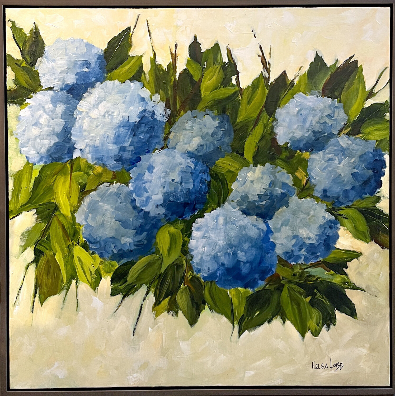 “Harmony In Blue” 36x36” Acrylic On Canvas, Framed 37.5x37.5